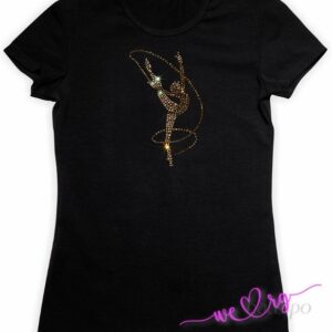 Tshirt BALESPO with gold crystals Gymnast with ribbon 1